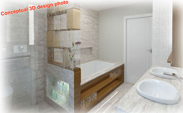 3D conceptual design for home, showing bathroom